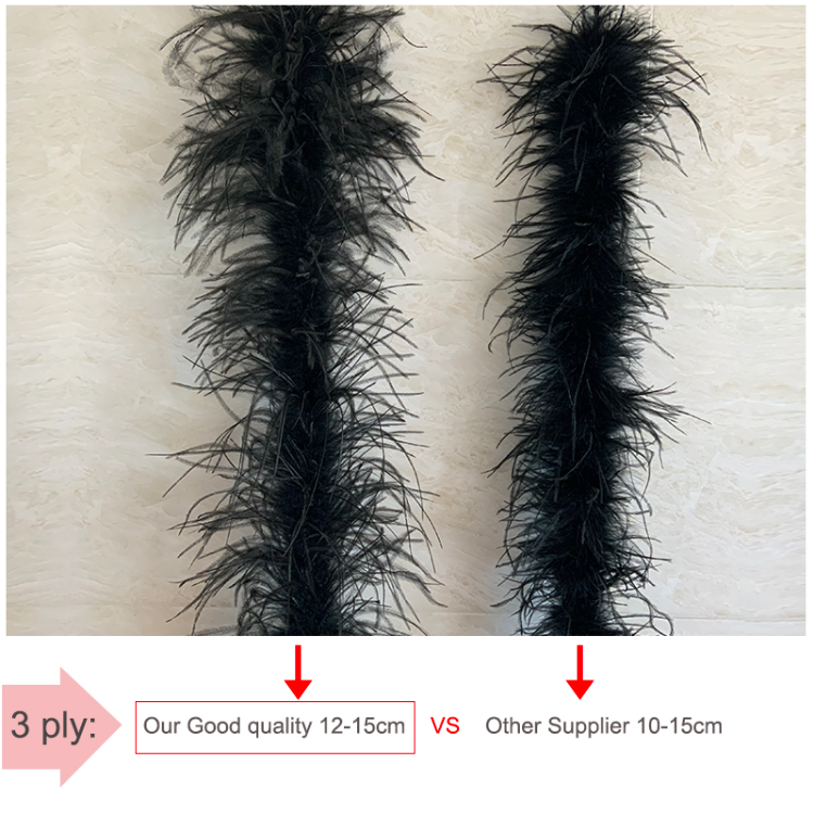 2 Meters Fluffy 1-30PLY Natural Ostrich Feather Boa Suitable for Carnival  Dress Decoration Scarf Shawl Plumes Party Accessory