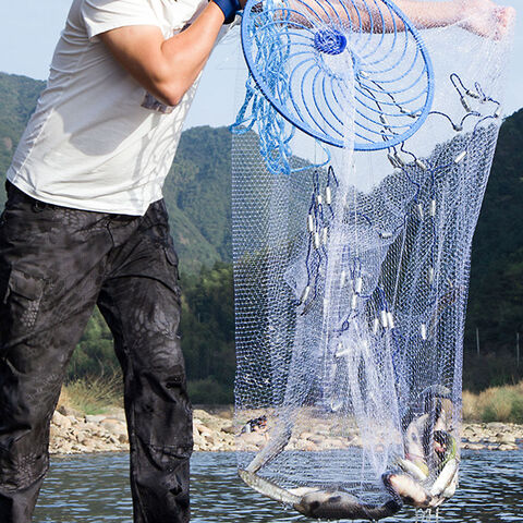 Hand Throw Fishing Cast Net Spin Bait Sinker Mesh Equipment