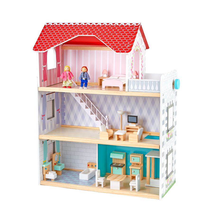 Hot Selling Large Doll House 3 Floors Big Wooden Kids Pretend Role Play ...