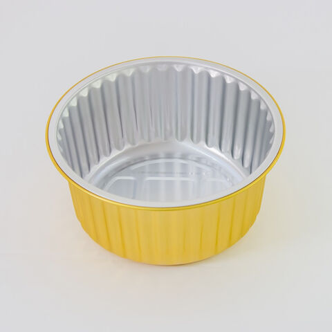 Smooth Wall Gold Disposable Tin Foil Packaging Tray Fast Food