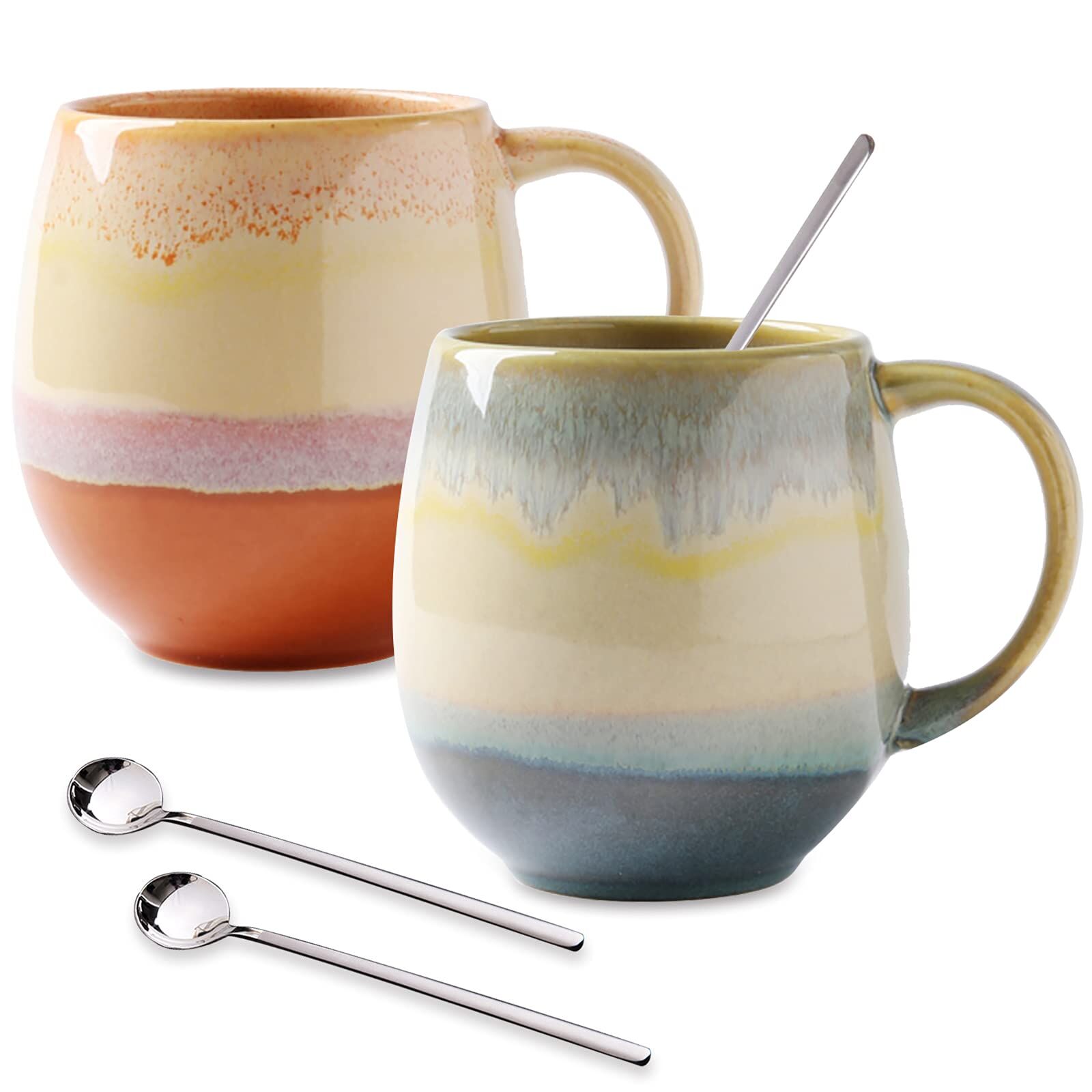 Taza De Café De Cerámica, Tazas Grandes Con Cucharas De 500 Ml, Elegantes  Tazas De Leche De Avena Para El Desayuno, Regalos Creativos Para Amigos y