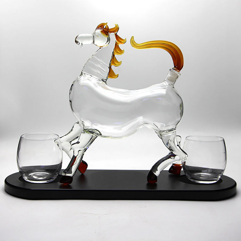 Buy Wholesale China Etched Horse Animal Shaped Wine Decanter & Glass Bottle  at USD 8