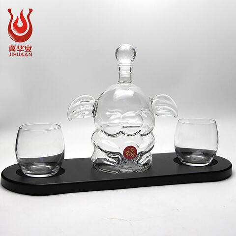 The Wine Savant Artisanal Hand Painted Whiskey & Wine Decanter Set