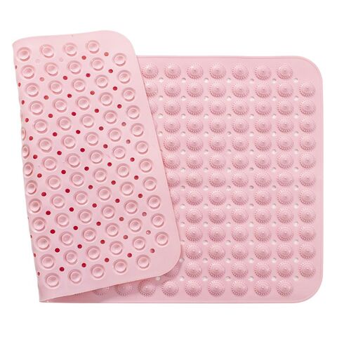 Pink/Green/Blue Suction Cup Non Slip Bath Mat Resin Washable Bathroom