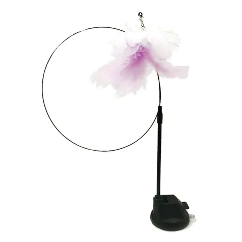 Jouet pour chat avec ventouse, baguette avec fil d'acier long, plume d'oiseau, bâton amusant, plumeau pour chat, jouet plume pour chat