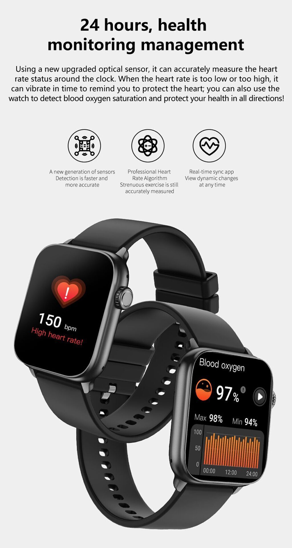 Blackview R1 smartwatch - IP68 connected watch - APP GloryFit