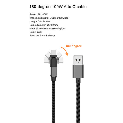 3A USB Micro Câble 90 Degrés Coude Câble De Données Chargeur