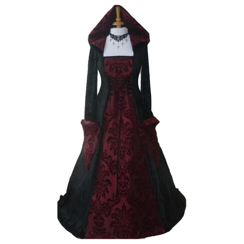 TSIRNK Gothic Kleid Daen,ittelalter Kleidung Daen,Halloween Kostü