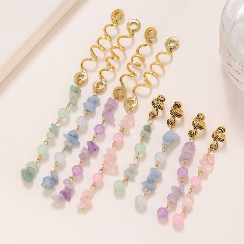 FRCOLOR 24 Pcs Natural Stone Dreadlocks Styling Hair Clips Braid Hair  Accessories Jewelry Accessories Crystal Stone Hair Braid Accessories  Braiding