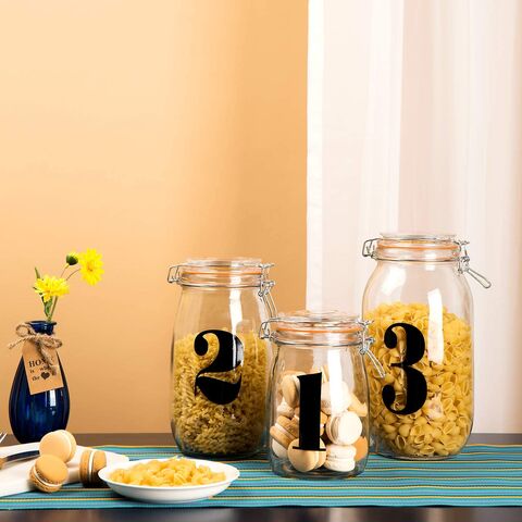 Glass Food Storage Jars with Airtight Clamp Lids, 1000ml 1500ml