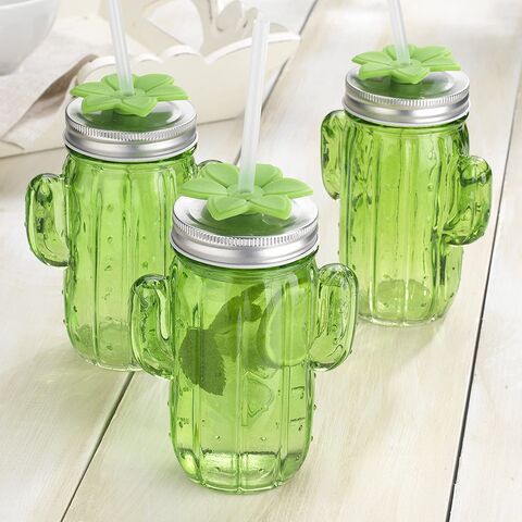 Glass Cups with Lids and Glass Straws 2 PCS Set, 14oz Drinking