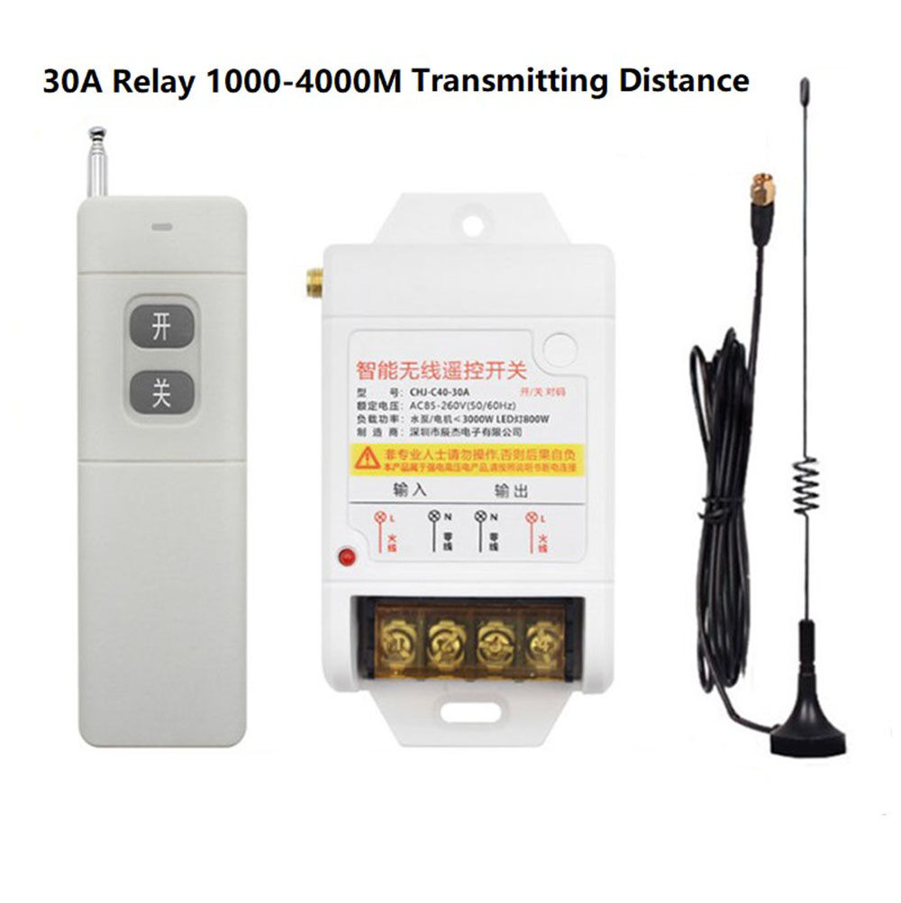 12V 315mhz 30A on off remote control relay switch with 2 water resistant  key fob