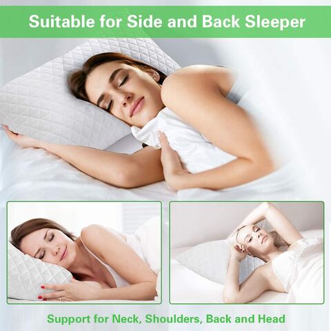 2 Pack Shredded Memory Foam Bed Pillows for Sleeping Cooling Hypoallergenic Sleep  Pillow for Back and Side Sleeper Queen Size 