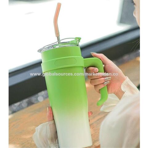 40oz Handle Insulated Tumbler With Straw, 1250ml Large Capacity