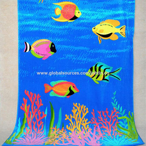 Large Beach Towel, 30 x 60 Inch Towel, Bath Towel, Octopus Fish Towel,  Custom Bath Towel, Oversized Beach Towel, Fish Ocean Print Towel