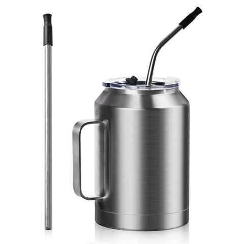 Tumbler With Lid And Handle, Stainless Steel Double Walled Water