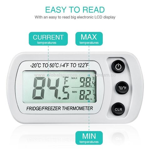 2x Refrigerator Thermometer Digital Fridge Freezer Waterproof Large LCD  Display