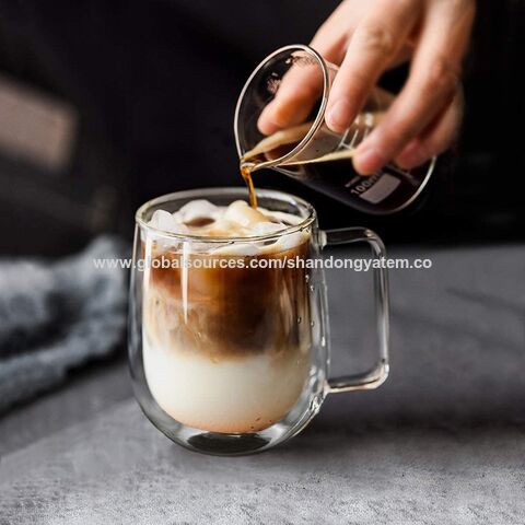 Buy Wholesale China Double Walled Glass 2pack 350ml Transparent Glass  Coffee Mugs Glass Teacup Insulated Glass Mugs With Handle Glass Cup & Cup  at USD 0.9