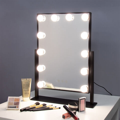 Hollywood Mirror Maquillage USB avec lumières éclairées 10 ampoules 3 modes  d'éclairage Miroir cosmétique mural de table