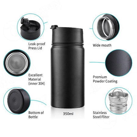 Personalized Wide Mouth Thermos Tumbler With Handle / Laser 