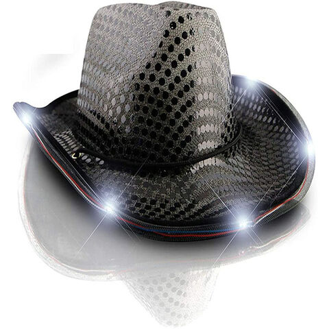 LED Sequin Glow Jazz Hat Performance Props Flash Cowboy Hat
