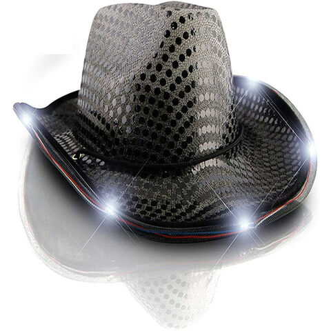 FlashingBlinkyLights Shiny Light Up Purple Cowboy Hat