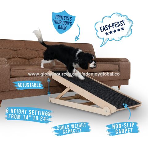 Escalones de sofá de madera para perros y gatos, rampa de seguridad  antideslizante con engranaje 2/4, soporte para mascotas de 110lb, rampa  plegable portátil
