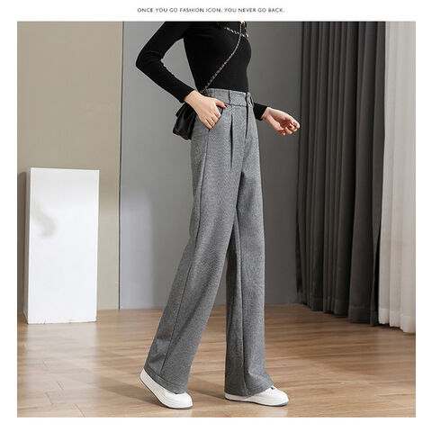Customzied New Design Fashion Lady Stripe Lady Casual High Waist  Wide-Legged Straight Cotton/ Flax Women Pant Long Straight Loose Twill  Apparel Clothing Trouser - China Clothing and Trousers price