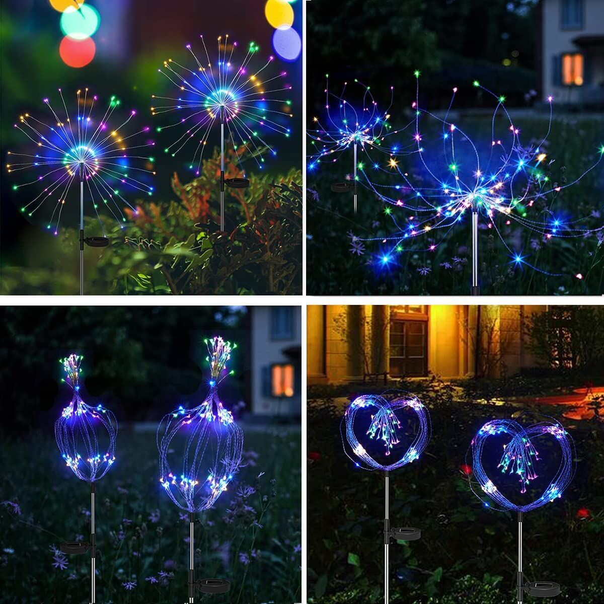 New Ground Plug Solar Fireworks Light LED Light String Copper Wire Outdoor Garden Decoration Star Lights Christmas Lights
