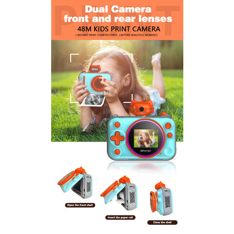 Cámara instantánea para niños, cámara de impresión digital HD 1080P,  pantalla de 6.1 cm, videocámara de juguete para niños con función de  selfie, tarj