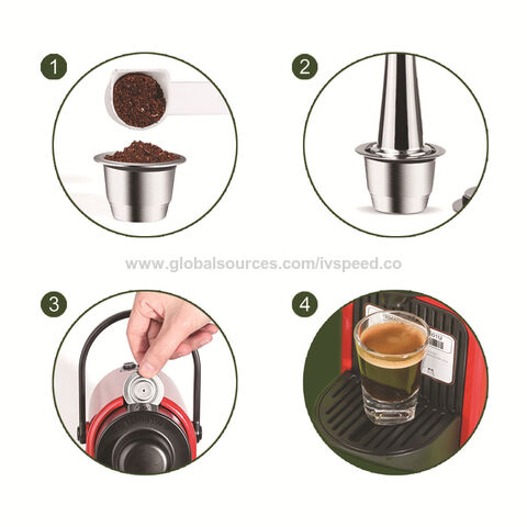 1 Capsule Nespresso Rechargeable En Acier Inoxydable, 1 Capsule Nespresso  Réutilisable En Plastique Pour Machine Nespresso Avec Cuillère Et Pinceau
