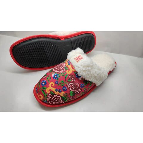 Ladies vintage fur collar slippers hot sale