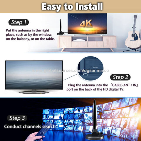  Antena de TV, antena de TV digital HDTV para interiores 2023 de  300 millas de alcance con amplificador de señal amplificador 4K HD canales  locales gratuitos compatible con toda la televisión 