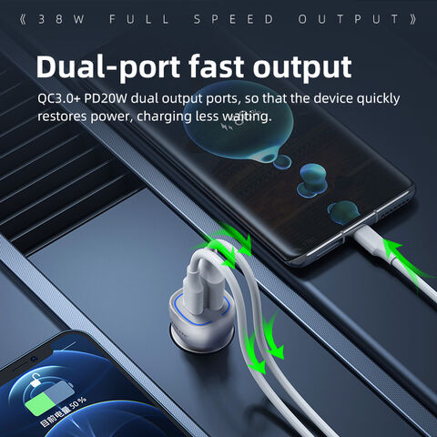 PD de carga rápida al por mayor 38W USB un tipo adaptador del cargador del coche del puerto de C para IPhone y el ordenador portátil