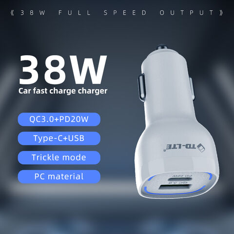 PD de carga rápida al por mayor 38W USB un tipo adaptador del cargador del coche del puerto de C para IPhone y el ordenador portátil