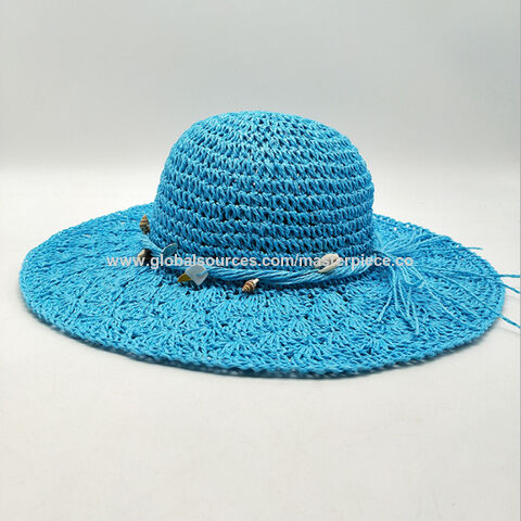 Custom Handmade Crochet Sunshade Hat Flower Bucket Straw Hats for