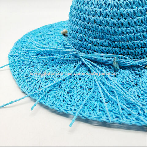 Custom Summer Women's Sunshade Shell Decorative Crochet Straw Hat