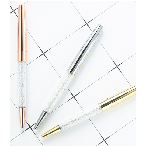 Kristall-Diamant-Kugelschreiber Bling Slim mit schwarzer Tinte für Schulbürobedarf (Roségold/Gold/Silber)