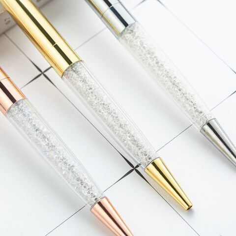 Kristall-Diamant-Kugelschreiber Bling Slim mit schwarzer Tinte für Schulbürobedarf (Roségold/Gold/Silber)