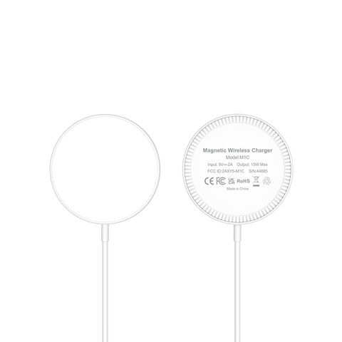 شاحن لاسلكي مغناطيسي سريع Qi بقدرة 15 واط مع كابل شحن USB-C