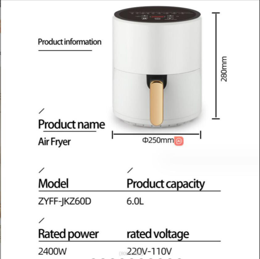 Factory Directly 6l 2400w Hot Sale Air Fryers Electric Hot Deep Air Fryer 110 V 220 V 230 V Plug