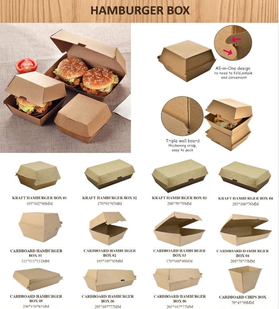 Custom Wholesale Fold Biodegradable Corrugated Printed Logo Hamburger  Packaging Takeaway Food Paper Burger Togo Bagassse Box 