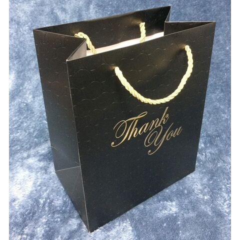 Buy Wholesale China Black Thank You Gift Bags With Handles Medium 8x10  Thank You Bags Fancy Paper Shopping Gift Bags With Gold Foil & Paper Bags  at USD 0.5