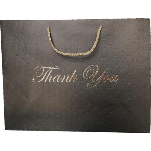 Buy Wholesale China Black Thank You Gift Bags With Handles Medium 8x10  Thank You Bags Fancy Paper Shopping Gift Bags With Gold Foil & Paper Bags  at USD 0.5