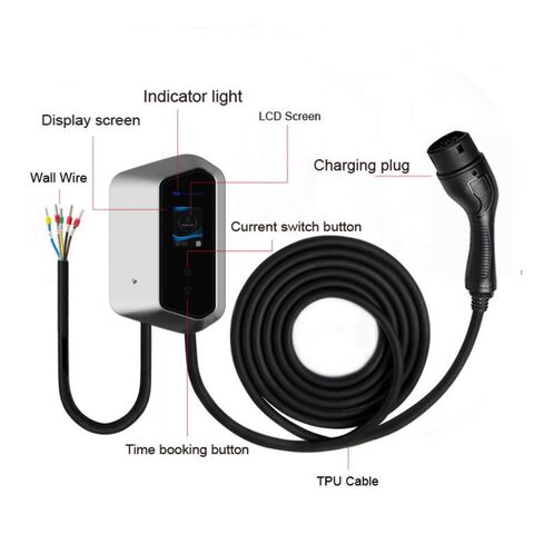 32A 7KW Type 2 socket wallbox charger with wifi RFID OLED support
