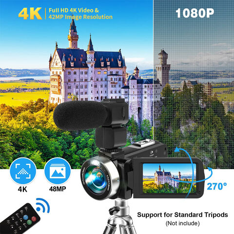 Caméra vidéo numérique  Live Stream Vlogging Recorder 4k 48mp Hd  Caméras numériques avec microphone