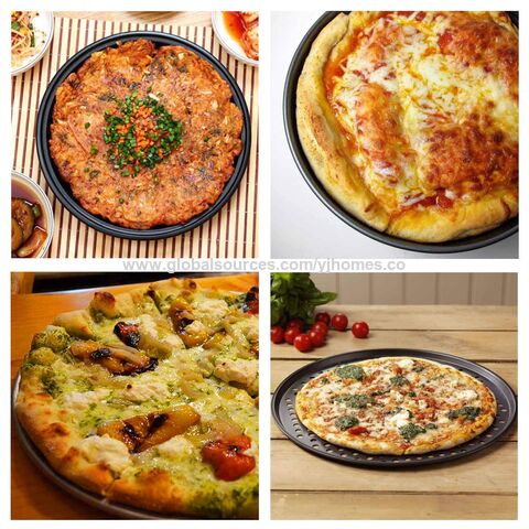 Bandeja de acero para pizza para horno, bandeja para verduras con agujeros,  bandeja para hornear pizza redonda antiadherente, bandeja para horno