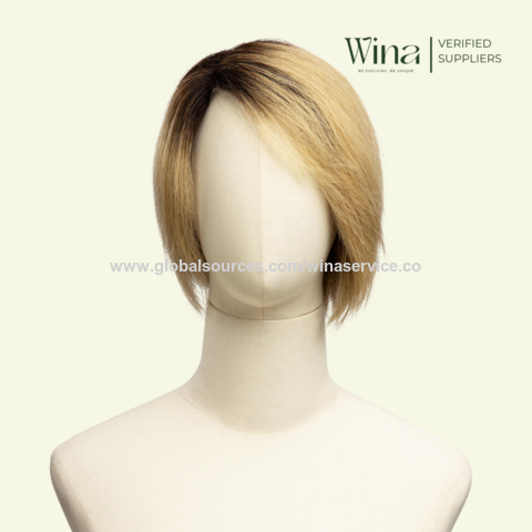 Echthaarperücken Fabrik, Full Lace Front Perücke, True Scalp 4D oder Lace Front 3D, kurzes lockiges Haar 20-25cm, goldene Farbe | Perücken Vietnam