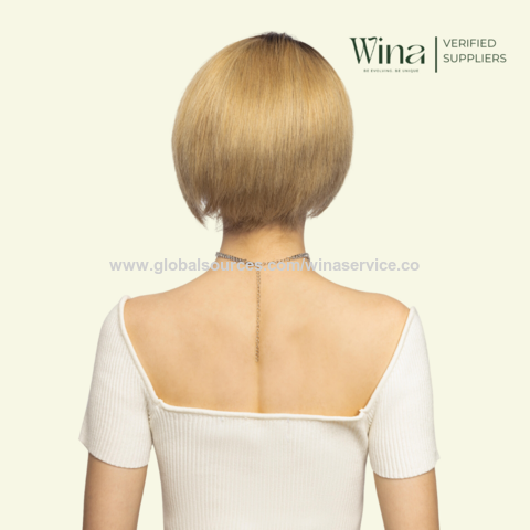 Echthaarperücken Fabrik, Full Lace Front Perücke, True Scalp 4D oder Lace Front 3D, kurzes lockiges Haar 20-25cm, goldene Farbe | Perücken Vietnam