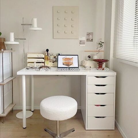 Escritorio blanco con cajones y almacenamiento, escritorio de oficina en  casa con 4 cajones y gabinete, escritorio para el hogar, pequeño escritorio